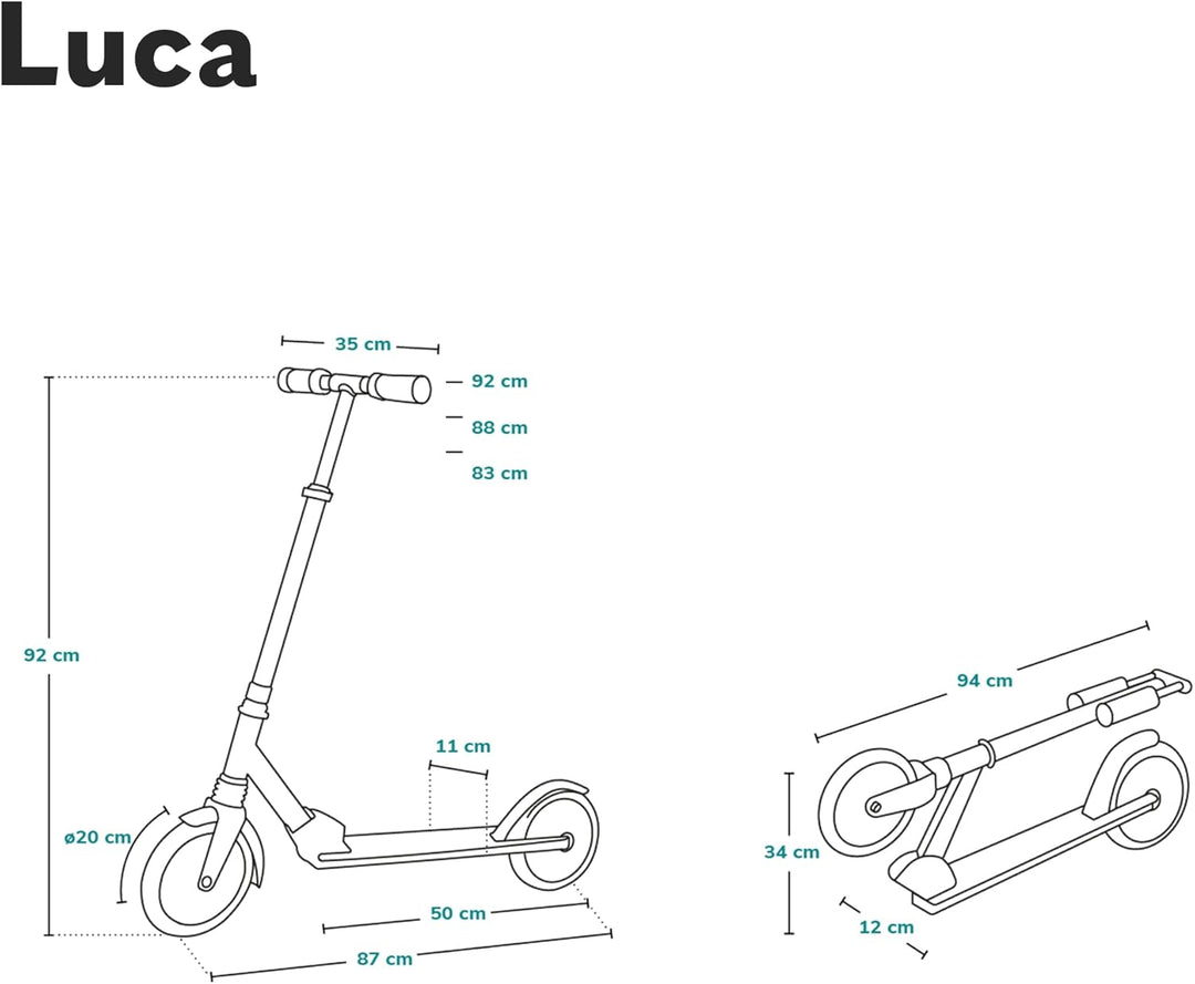 LIONELO Luca Plus Scooter Roller Kinderroller Cityroller Tretroller Kickroller Kickscooter bis 100kg