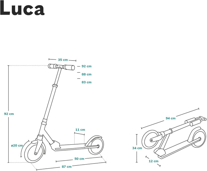 LIONELO Luca Plus Scooter Roller Kinderroller Cityroller Tretroller Kickroller Kickscooter bis 100kg