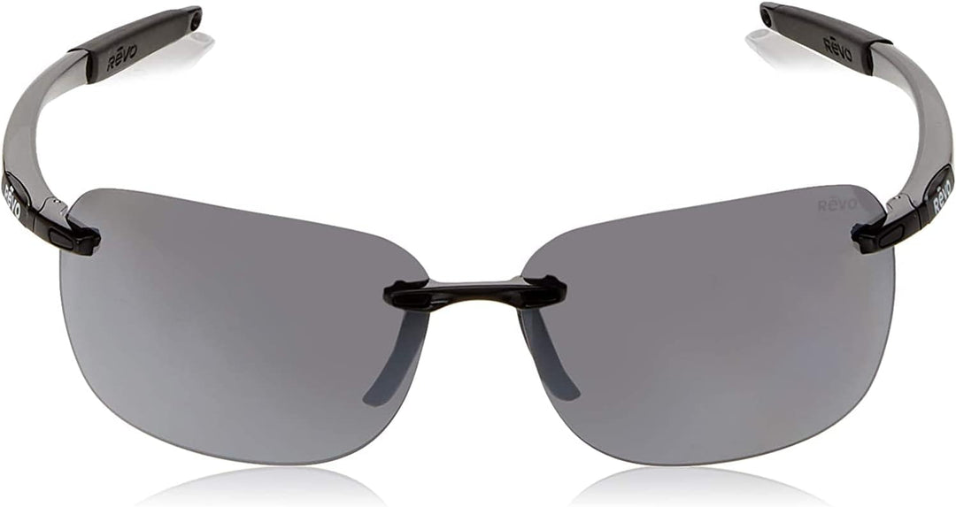 Revo Descend XL: Polarisierte UV-Filter, grosse randlose rechteckige rechteckige Sonnenbrille, schwa