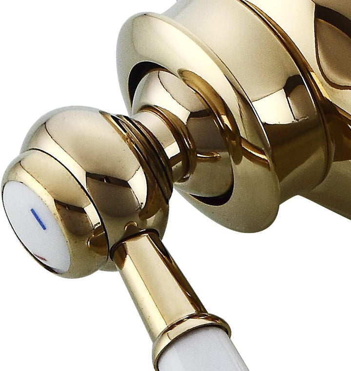 Retro Wasserhahn Gold Bad Waschtischarmatur Messing,Einhebelmischer Waschbecken Armatur mit Wasserle