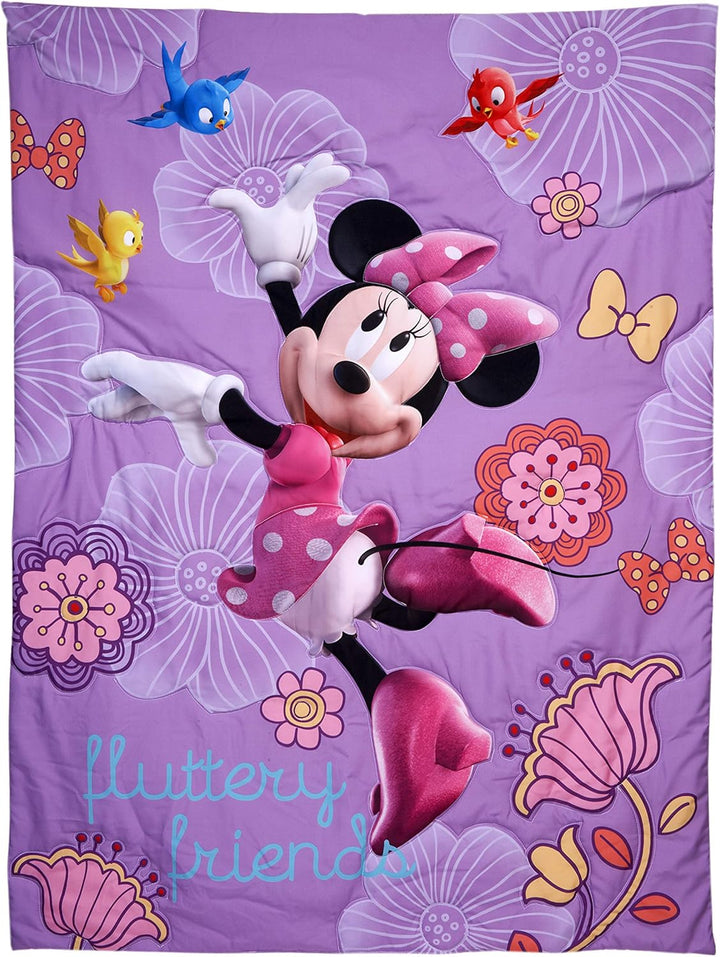 Disney 4 Piece Minnies Fluttery Friends Toddler Bedding Set, Lavender (Japan Import) Mehrfarbig, Meh
