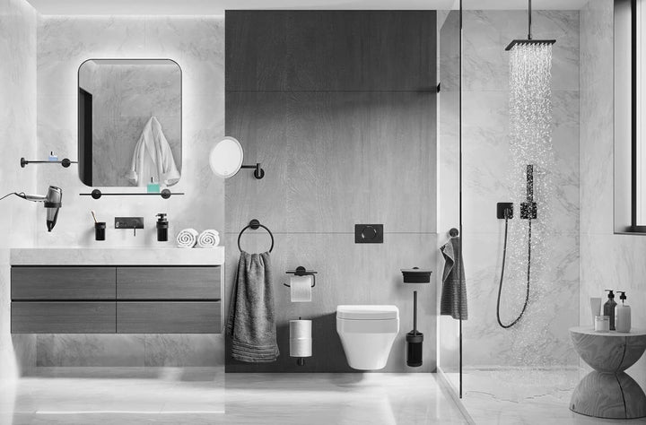 AMARE Luxus Toilettenbürste | Silikon WC Bürste| Klobürste mit Belüftung | schwarz matt |Silikon WC