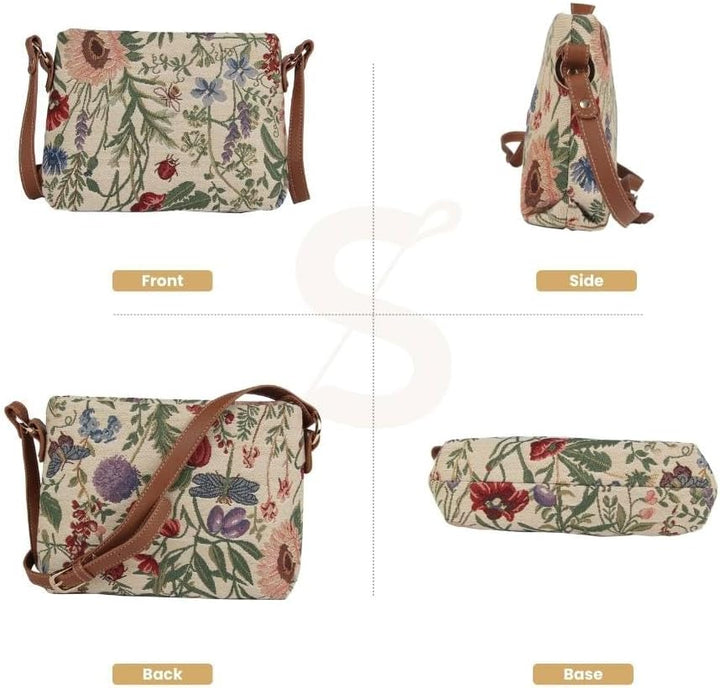 Signare Tapisserie Kleine Handtasche Damen, Umhängetasche Damen, Schultertasche Damen Morgengarten,