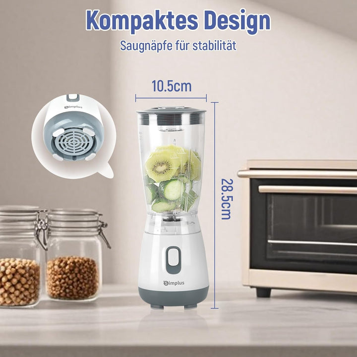 SIMPLUS Standmixer 600 ml, kompakter Smoothie Mixer mit 23000 U/min, 250W Küchenmixer mit 4-fach Ede