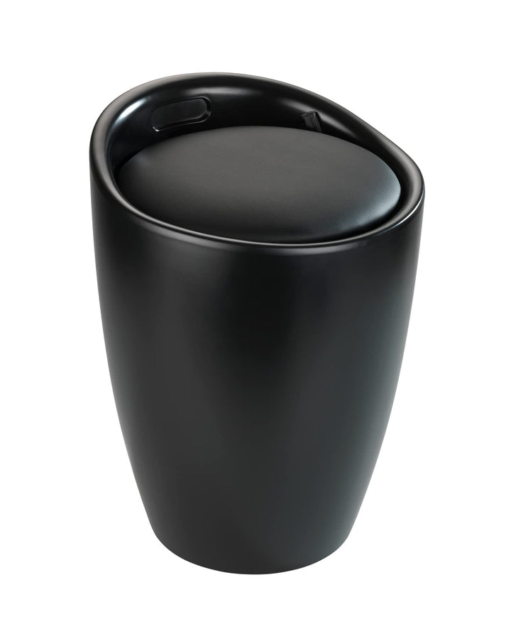WENKO Badhocker Candy Schwarz matt, Sitzgelegenheit, Hocker mit Stauraum für das Badezimmer und Wohn