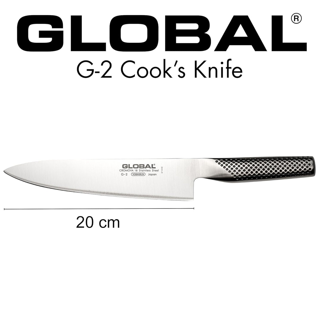 Global G-2 Kochmesser mit 20 cm Klinge, Cromova 18 Edelstahl