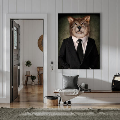 wandmotiv24 Leinwand-Bild Wallstreet Wolf, Grösse 40x30cm, Hochformat, Wandbilder, Dekoration Wohnzi