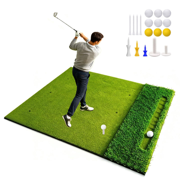 150 x 120cm Golf Abschlagmatte, mit 40mm Rough &amp; 16mm Fairway Turf, 10mm Eva Polsterung, Dual Tee- &amp;