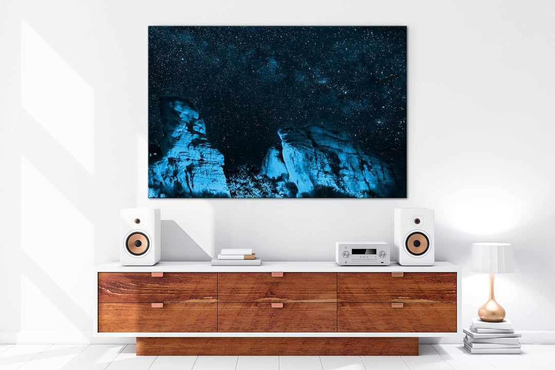 deyoli Sternenhimmel im Grand Canyon Format: 120x80 Effekt: Monocrome Blau als Leinwand, Motiv ferti