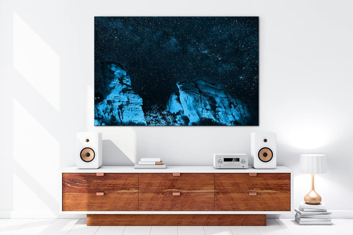 deyoli Sternenhimmel im Grand Canyon Format: 120x80 Effekt: Monocrome Blau als Leinwand, Motiv ferti