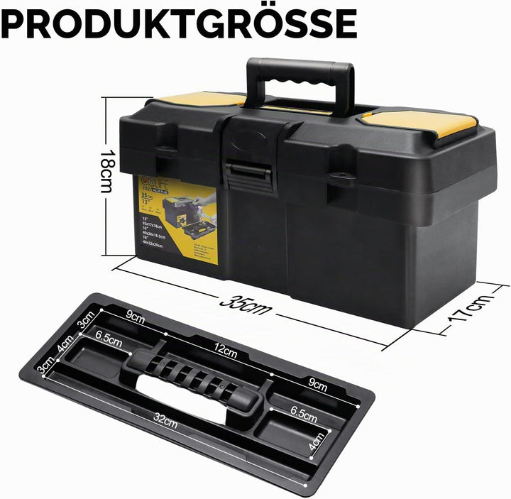 CCLIFE Werkzeugbox 13" Werkzeugkasten 35 x 17 x 18 cm Koffer mit 2 kleinen Aufbewahrungsboxen, Schne