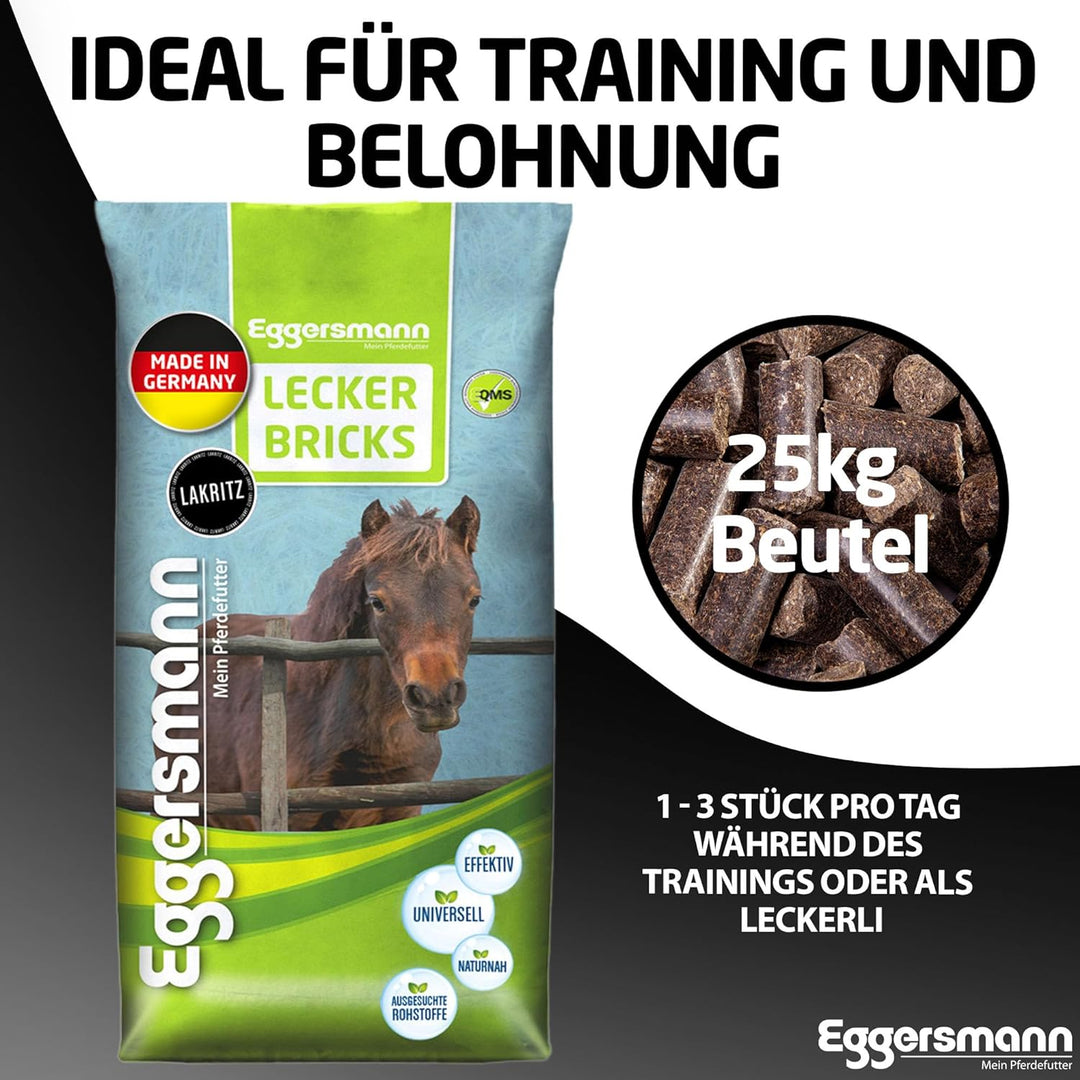 Eggersmann Lecker Bricks Lakritz – Pferdeleckerlis Lakritz – Leckerlies für Pferde und Ponies – 25 k