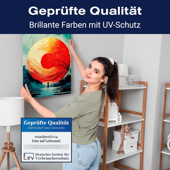 wandmotiv24 Leinwandbild Malerei, 80x60cm, Hochformat, Landschaft, Fantasy, Deko, Bilder auf Leinwan
