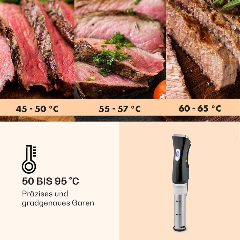 Klarstein Quickstick- Sous-Vide Garer, Präzisionskochtopf, Schongarer, 1300 Watt, Timerfunktion, 3D