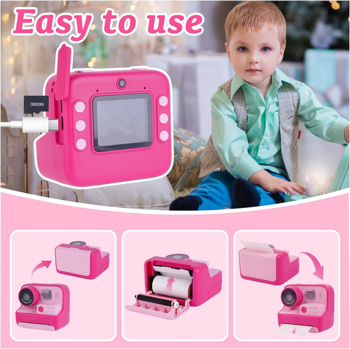 DYNASONIC Kinderkamera, wiederaufladbare Mini-Digitalkamera für Fotos und Videos. 48MP. 2.5k UHD mit