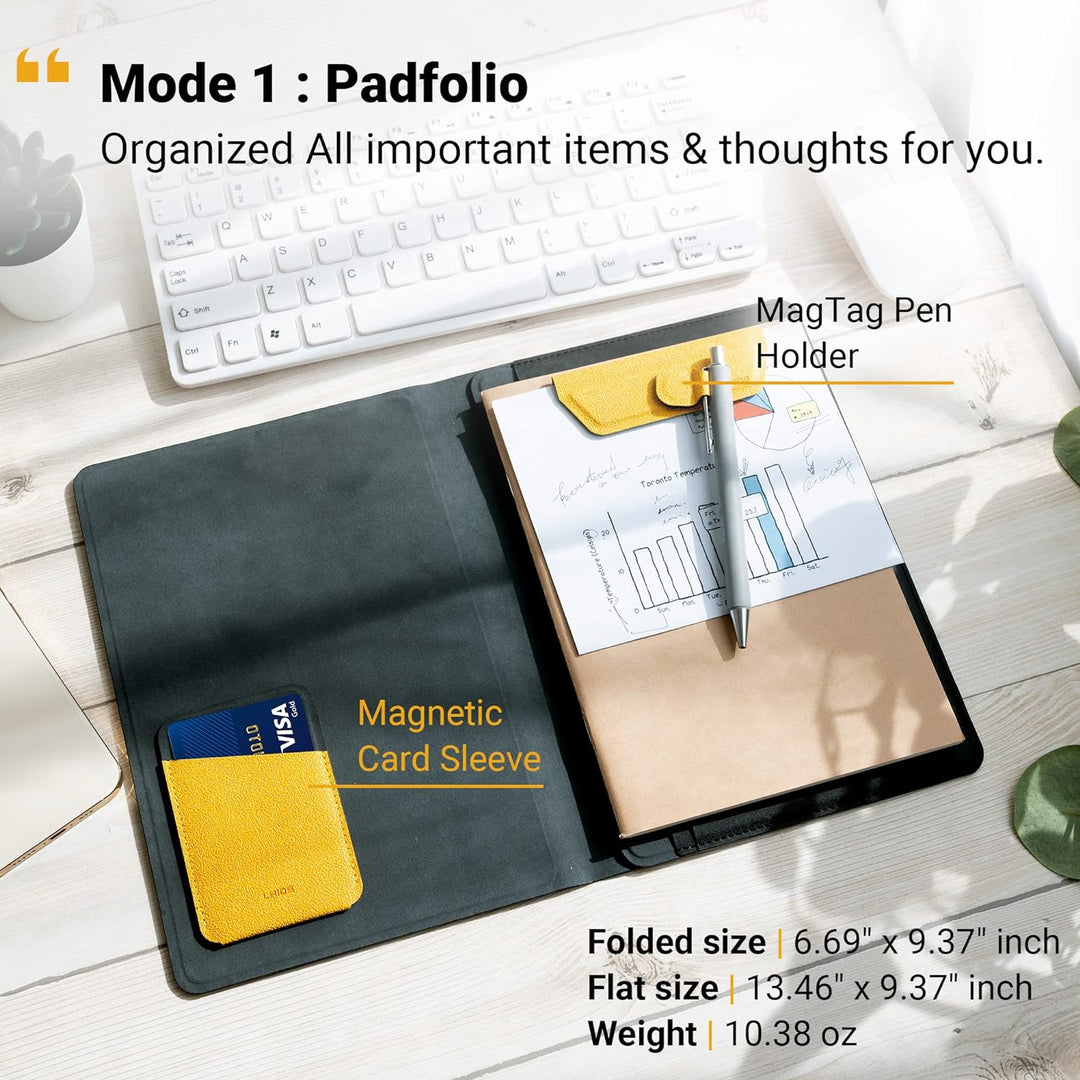 LHiDS Kreatives A5 Folio 2.0 mit Ständer, Business Portfolio Resume, 3-in-1 Padfolio mit magnetische