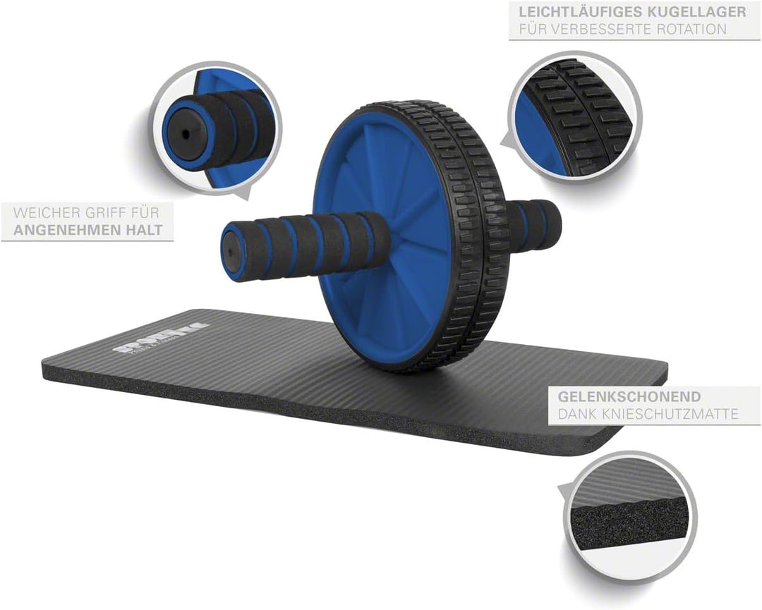 Fitness Set 4-TLG Push-Up Liegestütz Trainer Bauchtrainer Handtrainer Springseil Blau, Blau
