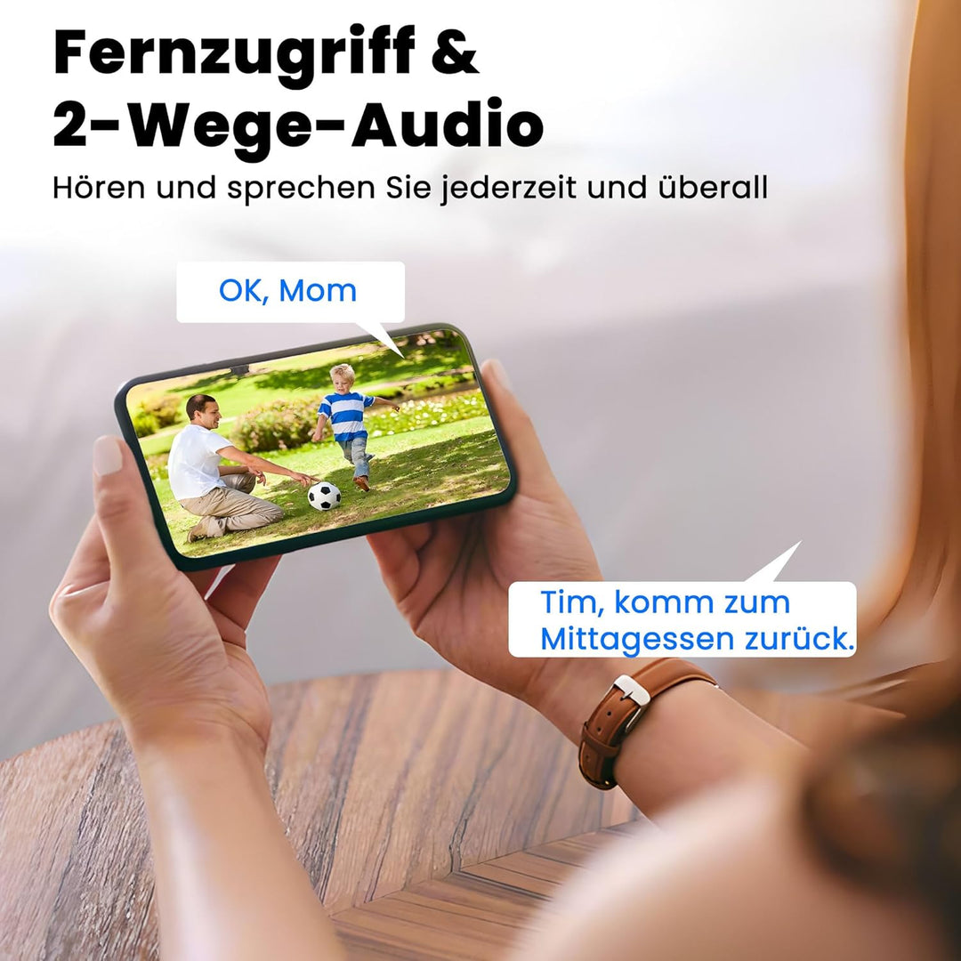2K/3MP Überwachungskamera Aussen Akku Solar, Kostenloser Cloud-Speicher, 2.4G-5G GHz WLAN Kabellose