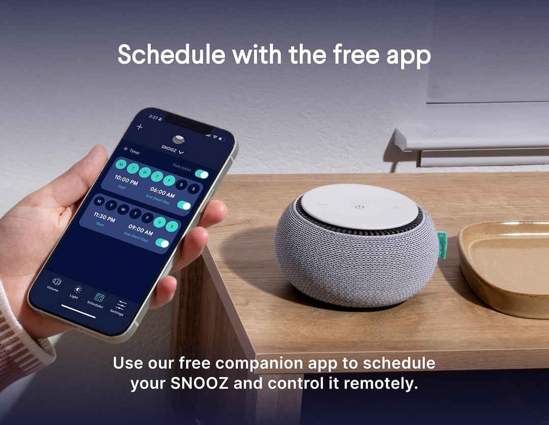 Snooz Sound-Maschine mit weissem Rauschen, echter Ventilator im Inneren für nicht störende weisse Ge