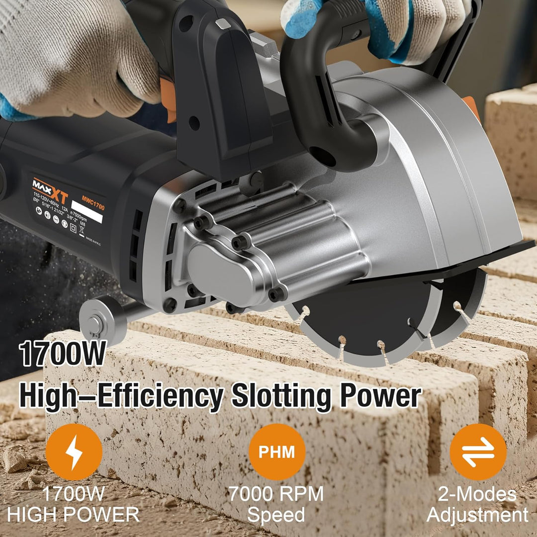 MAXXT Elektrische Fräse, 220-240V 50Hz 1700W, 7500 U/min, 150mm, Sägetiefe 10-50mm, Sägebreite 8-42m
