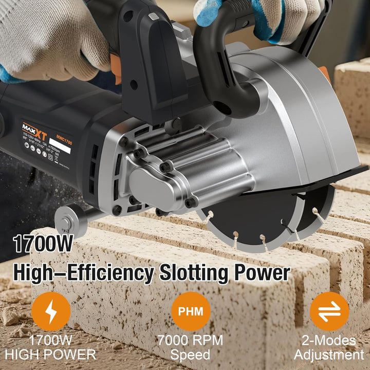 MAXXT Elektrische Fräse, 220-240V 50Hz 1700W, 7500 U/min, 150mm, Sägetiefe 10-50mm, Sägebreite 8-42m