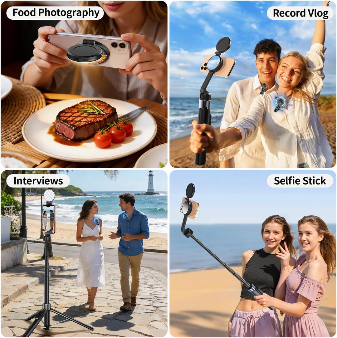 yAyusi 3-in-1 Magnetisches Vlogging-Kit, Influencer Zubehör, Magnetisches Stativ/Mikrofon/Fernbedien