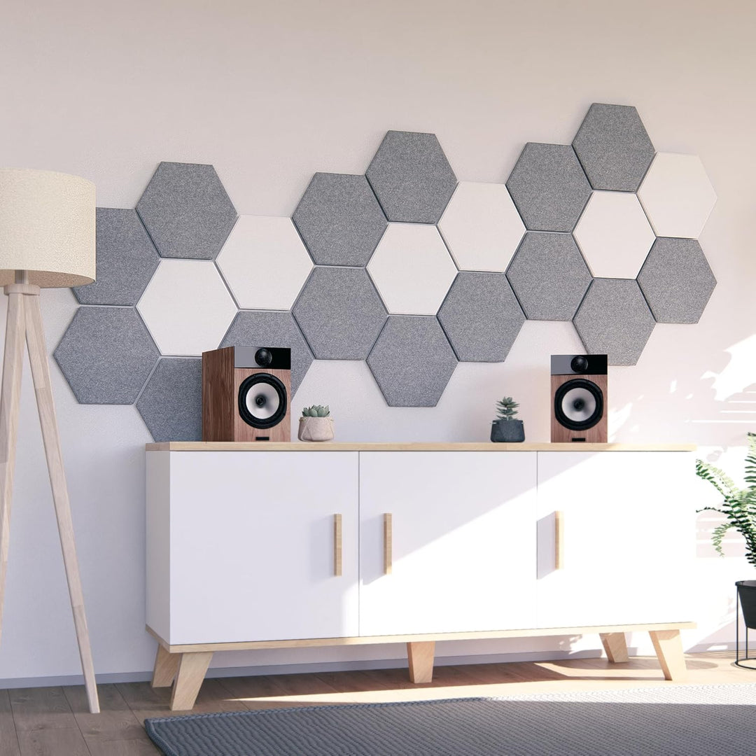 vilz Hexagon Akustikplatten selbstklebend 12 Stück aus recyceltem Filz - Hexagon Wandpaneele Schalli