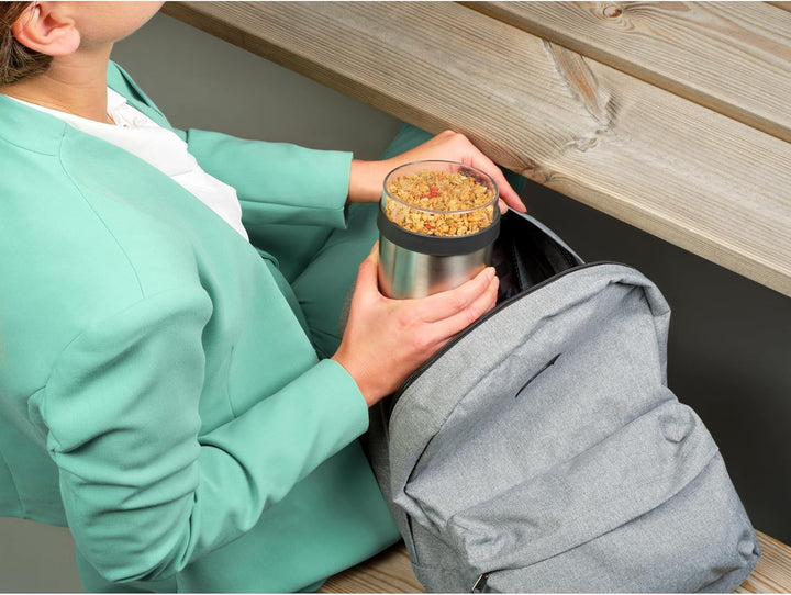 Brabantia - make & take Thermo Lunchbecher, Auslaufsicher mit durchsichtigem Toppingbehälter, Hält S