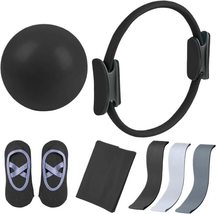 Pilates Ausrüstungsset, Tragbares Pilates Ringball Set, Toning Stretch Widerstandsband Yoga Ring Hei