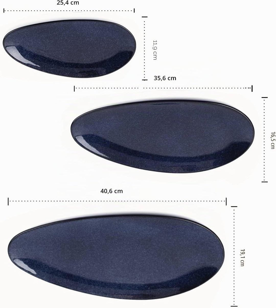 vicrays Grosse ovale Servierplatten, 40.6 cm/35.6 cm/25.4 cm, Porzellan-Servierplatten für Party, st
