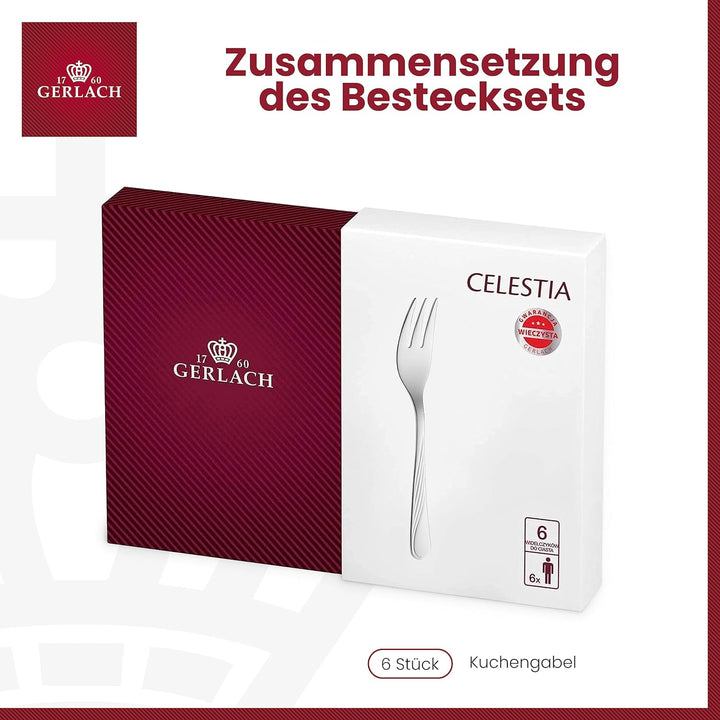 Gerlach Celestia Kuchengabel Set Für 6 Personen Spülmaschinenfest Kleine Gabeln Dessertbesteck Essbe