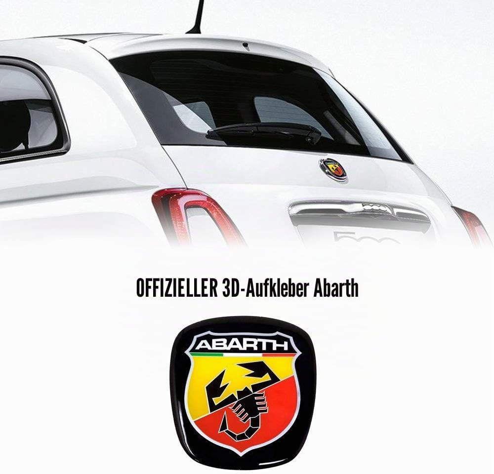 Abarth 32010 3D-Aufkleber, Logo vorne + hinten, offizielles Wappen für Fiat 500