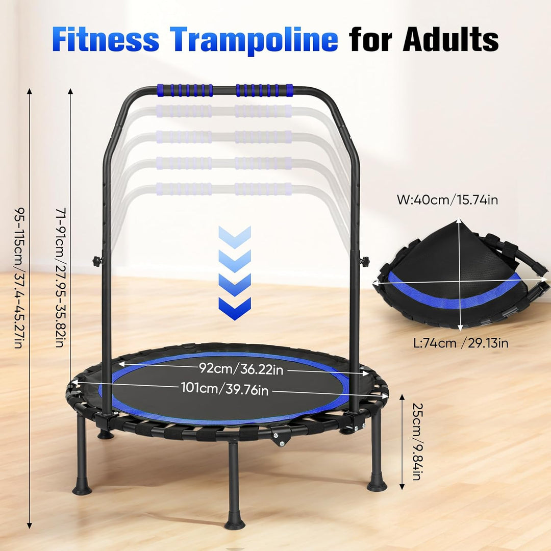 Fitness Indoor Trampolin klappbar ohne Installation | Ø101cm,Mini Trampoline | Tragfähigkeit 150 KG