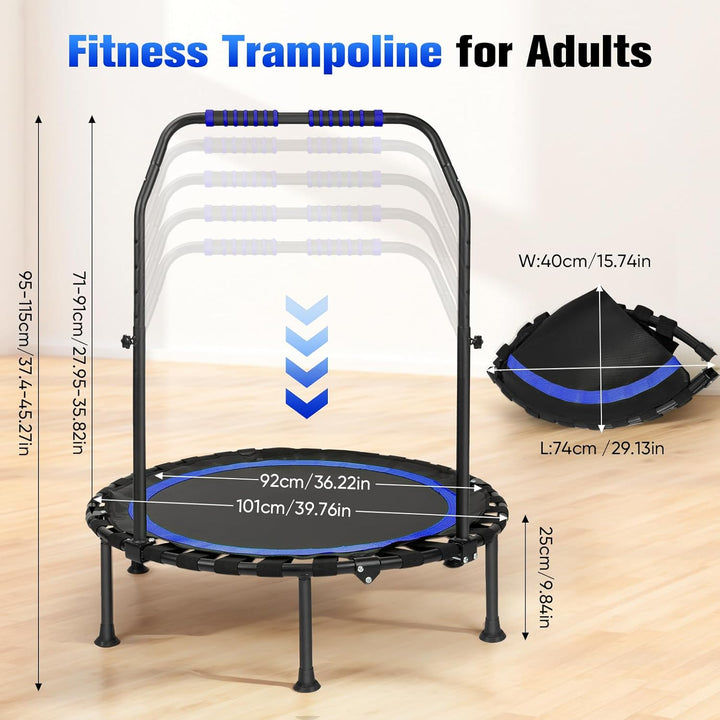 Fitness Indoor Trampolin klappbar ohne Installation | Ø101cm,Mini Trampoline | Tragfähigkeit 150 KG