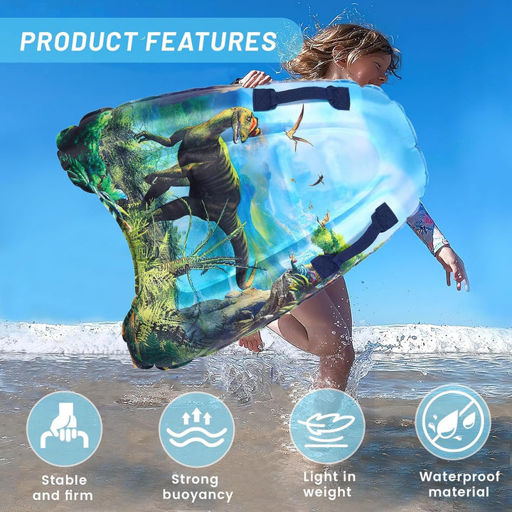 Aufblasbares Bodyboard, Shyllin Bodyboard mit Griffen, Surfbrett Aufblasbar, Mini Luftmatratze, Schw