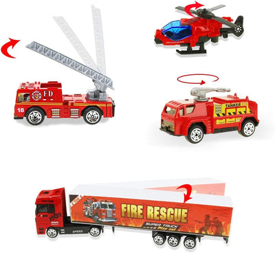 Coolplay Feuerwehrauto Gross Autotransporter Spielzeug Einsatzfahrzeug Kinder Autos Spielzeug Set fü