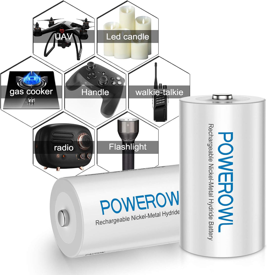 POWEROWL C Baby Akku 1.2V 5000mAh NI-MH Akku C Wiederaufladbar Batterien Geringer Selbstentladung &