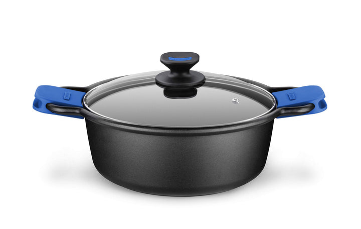 Monix Teigwarentopf, geeignet für alle Herdarten und Induktion, Aluminium, schwarz/blau, 20. cm, 34