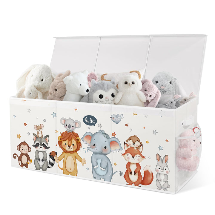 Spielzeugkiste Aufbewahrungsbox mit Deckel Kinder 96 x 32 x 40 cm, Faltbare und Platzsparend für Kin