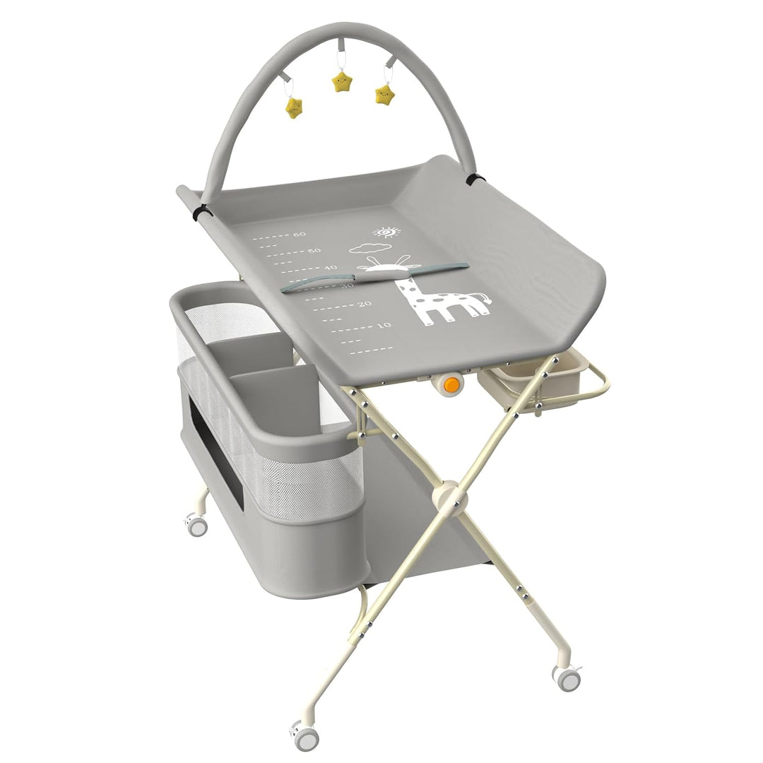 OHMG klappbare Wickelkommode Wickeltisch, Baby Wickelkombi, mit Wickelauflage Sicherheitsgurt und Ab