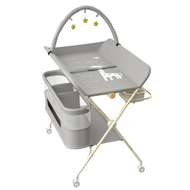OHMG klappbare Wickelkommode Wickeltisch, Baby Wickelkombi, mit Wickelauflage Sicherheitsgurt und Ab