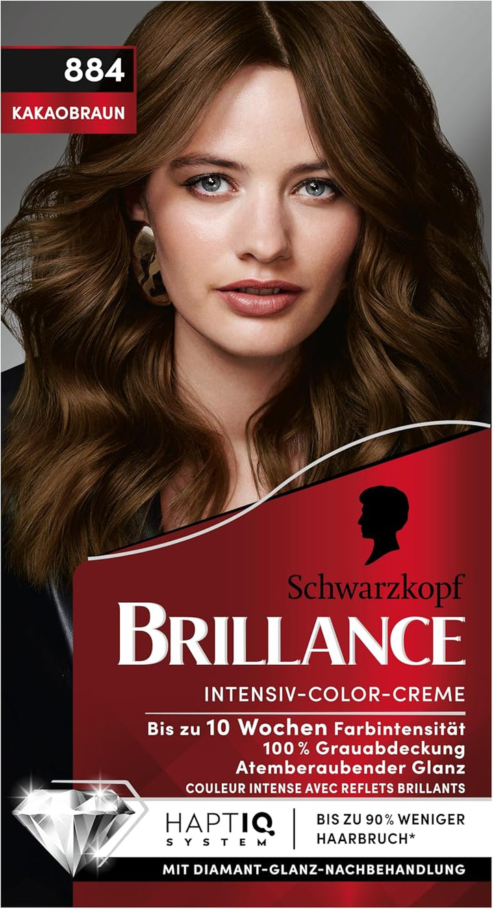 Brillance Intensiv-Color-Creme Haarfarbe 884 Kakaobraun Stufe 3, 3er Pack(3 x 160 ml), 884 Kakaobrau