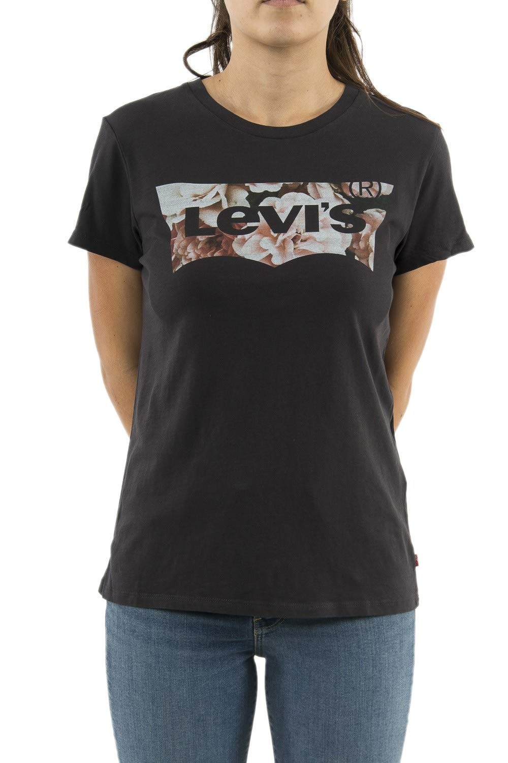 Levi's Damen The Perfect Tee Graphic TEES (1er Pack) XS Housemark Photo Fill Meteorite, XS Housemark