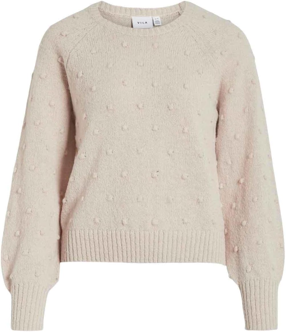 Vila Damen Vituli L/S O-Neck Knit Top/Su/Pb Strickpullover L Beige, L Beige