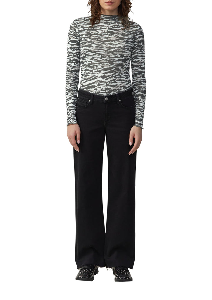 QS Leicht transparentes Longsleeve mit All-Over-Print XL 99a4_schwarz, XL 99a4_schwarz