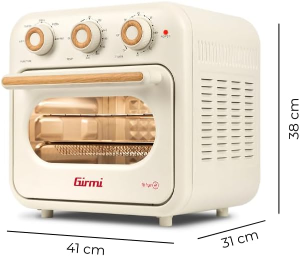 Girmi FG28 Ecofrit 14 L Heissluftfritteuse & Multifunktionsofen, 1300W, 14 Liter, Maxi-Lüfter, bis 2