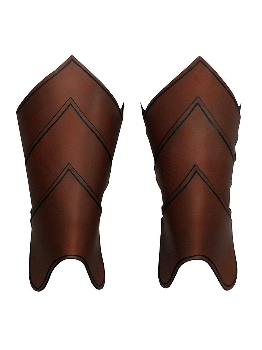 Andracor - Fantasy Beinschienen aus echtem Leder - Rüstung für die Beine mit Schuppendesign und gefl