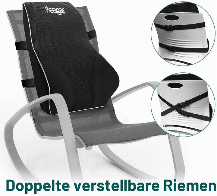 Feagar Lendenkissen - Memory Foam Rückenkissen für Bürostuhl &amp; Sofa | Rückenstütze-Kissen für Büro &amp;