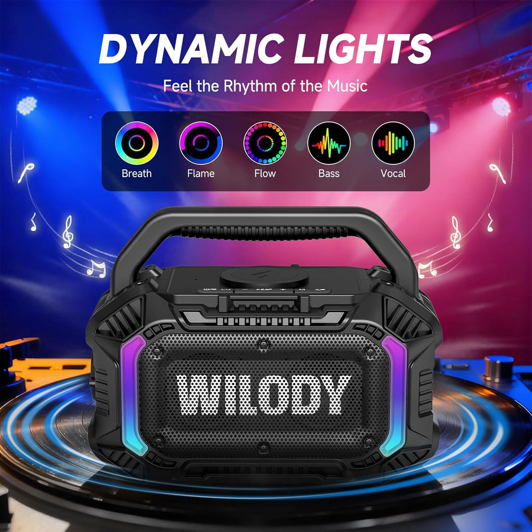 Wilody Bluetooth Lautsprecher Gross,100W Outdoor Tragbarer Lautsprecher with Bass,Musikbox Soundbox