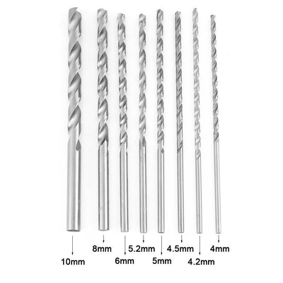 8 Stücke Spiralbohrer HSS Extra Lange 200mm Round Shank für Holz Aluminium Durchmesser 4-10mm